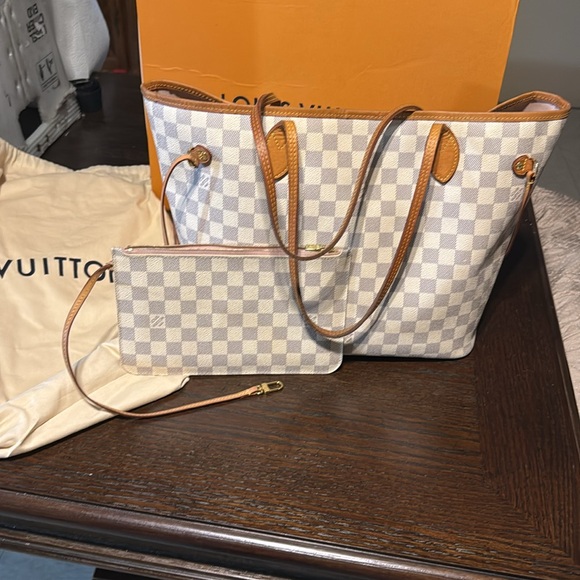 AUTHENTIC LV DAMIER AZUR NEVERFUL GM SET - Picture 2 of 16